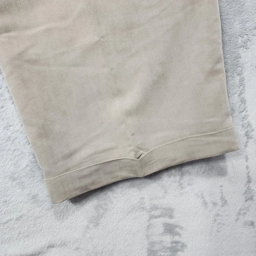 Perry Ellis Portfolio Pants Mens 40x32 Beige Pleated Straight Cuffed Office